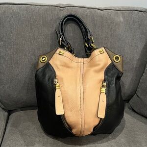 ORYANY Black/Tan Multi Leather  Boho Tote Bag